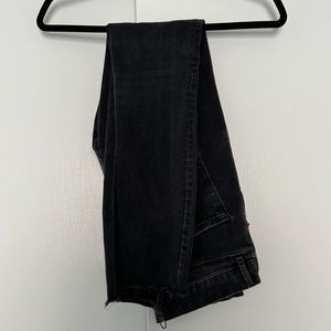 Zara Worn Wash Black Jean with Raw Hem
